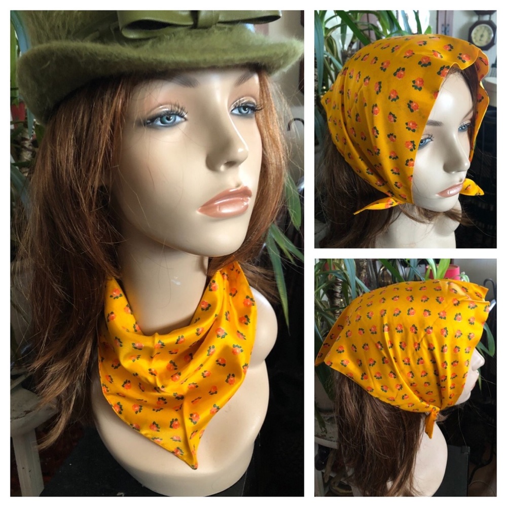 Vintage Triangle Kerchief Bandana Head Wrap Scarf - Picture 3 of 9